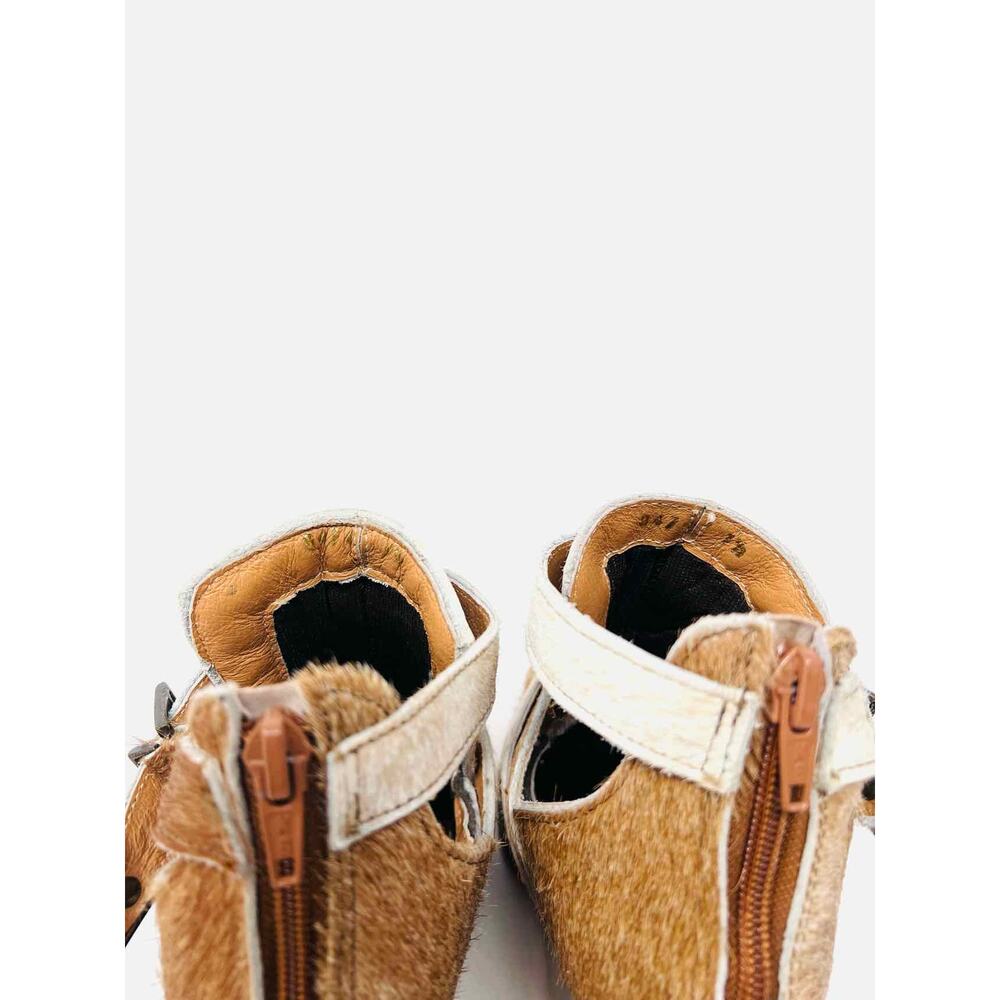Alcala's Boots Size 7.5 Brown/Beige Buckle(s) Cow Hair Shoes Ankle Boots - Picture 5 of 10